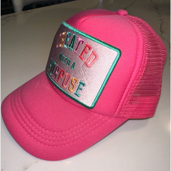 Created with Purpose Pink Teal Patch Trucker Hat Cap - Picture 6 of 7